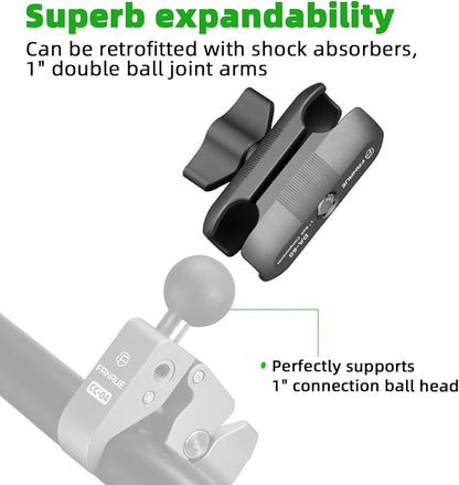 FANAUE Double Socket Arm Compatible with RAM Mounts B Size Ball Head and Bike Motorcycle Phone Holder, Fits Industry All Standard 1" Ball Adapters (DA-60)