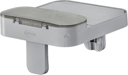 Bestway Lay-Z-Spa 4-in-1 Accessory Table for Hot Tubs, Side Tray for Tablet, Phone, Drinks and Snacks, Adjustable Universal Fit with Cup Holders, Grey