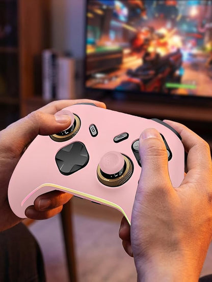 Silicone Protective Case for Flydigi Vader 5 Pro Wireless Controller, Full-Body Protective Cover with Precise Cutout, Shockproof Dustproof Protector Sleeve & Scratch-Resistant Sleeve (Pink)