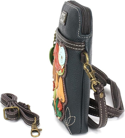 CHALA Plant Life Collection Cell Phone Crossbody Purse-Women PU Leather/Canvas Multicolor Handbag with Adjustable Strap
