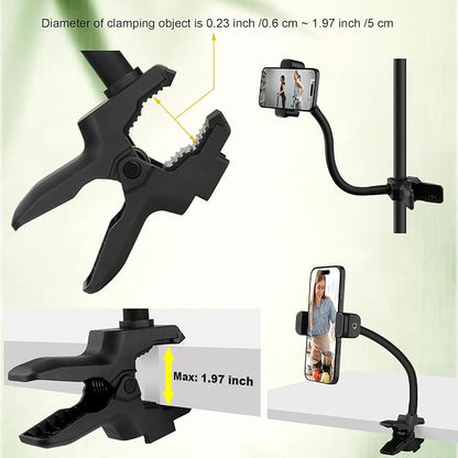 [Upgrade] Phone Holder Jaws Flex Clamp,11.8" Gooseneck Arm Aluminum Alloy Ball Head Mount for Desk/Table/Pole/Board,Compatible with 3.5~7.5" iPhone/HTC/LG/Nexus/Huawei/Smartphone