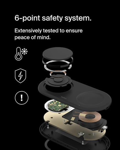 Belkin 3-in-1 MagSafe-Compatible Wireless Charging Pad with Qi2 15W - iPhone Charger - Fast Charging Wireless Charging Station for iPhone 17, 16, & 15 Series, AirPods, Apple Watch, & More - Black