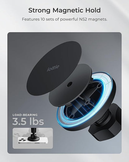 iOttie iTap 3 Magnetic Air Vent Car Mount Phone Holder with Magnetic Ring Adapter. Compatible with iPhone, Samsung Galaxy, Google Pixel, Huawei, LG, and All Qi Compatible Smartphones