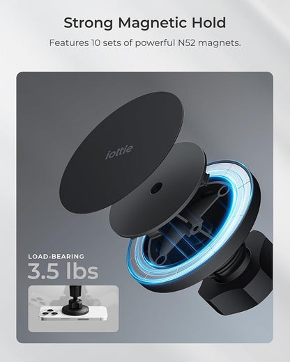 iOttie iTap 3 Magnetic Flush Mount Car Mount Phone Holder with Magnetic Ring Adapter. Compatible with iPhone, Samsung Galaxy, Google Pixel, Huawei, LG, and All Qi Compatible Smartphones