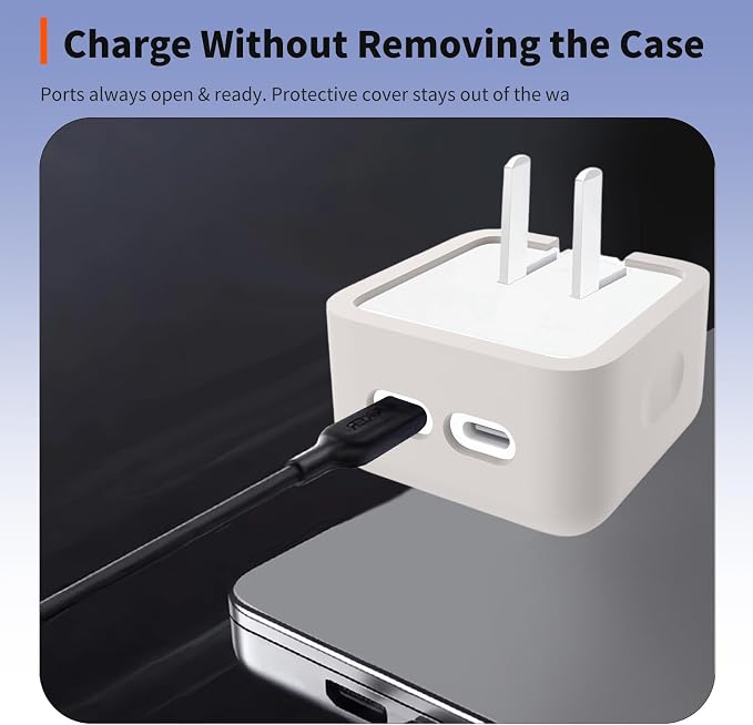 Case for Apple 35W Power Adapter – Soft Silicone Protective Cover for Dynamic Charger,Shockproof Dustproof Charging Block Protector Sleeve[Grey]