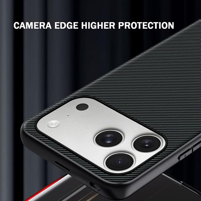 Thin Case for iPhone 17/17 Pro/17 Air/17 Pro Max, Slim Carbon Fiber Texture Leather Cover Lightweight Shockproof Anti-Fingerprint Shell,17pro,Green