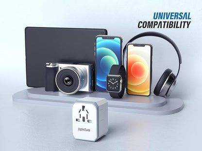 EPICKA Universal Travel Adapter, European Travel Plug Adapter - International Power Adapter Worldwide Charger with USB-C & 4 USB-A Ports, Travel Essentials for Italy, Japan, Europe, UK (TA-105, White)