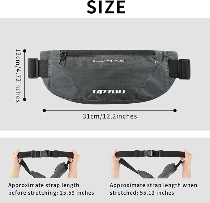 Fanny Pack for Men Women,waterproof Waist Bag Packs with Adjustable Strap, Slim Running Phone Holder Belt bag money belt for travel,Hiking,Workout,Running Gear Accessories（Gray）