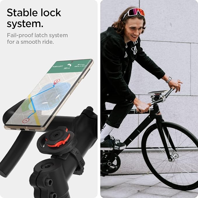 Spigen Life Gearlock Bike Phone Mount/Bike Phone Holder with Universal Adapter for Motorcycle, Classic, Electric, Scooter and Mountain Bike - Compatible with Most Phones