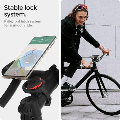 Spigen Life Gearlock Bike Phone Mount/Bike Phone Holder with Universal Adapter for Motorcycle, Classic, Electric, Scooter and Mountain Bike - Compatible with Most Phones