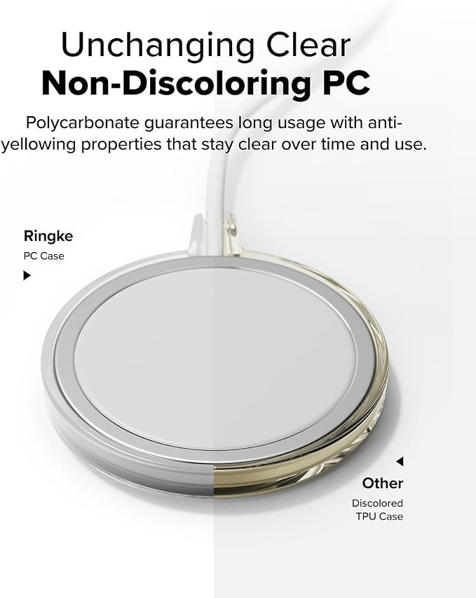 Ringke Slim Compatible with MagSafe Charger Case (Not for 2024 Version) Wireless Charging Pad Cover Designed for MagSafe Charger 15W (A2140, 1M) - Matte Clear