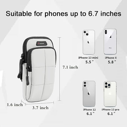 Prime Comfort Phone Holder, Arm Bands for Workout, Use for Running, Walking, Hiking & Biking (Grayish White)