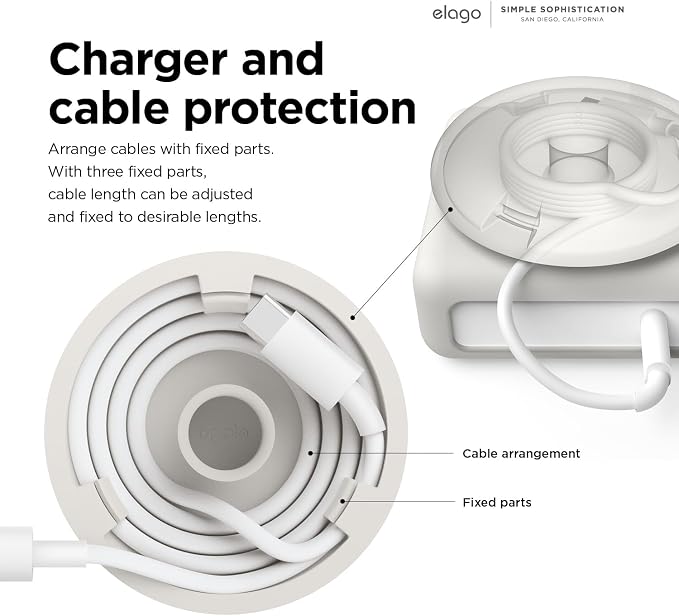 elago Charger Cable Management Case, Cord Reel Organizor Compatible with MacBook Pro 14" M5 M4 M3 2024 2023 [A3426] [A3434] [A3112] [A3401] [A2918] [A2992], 70W (Stone)