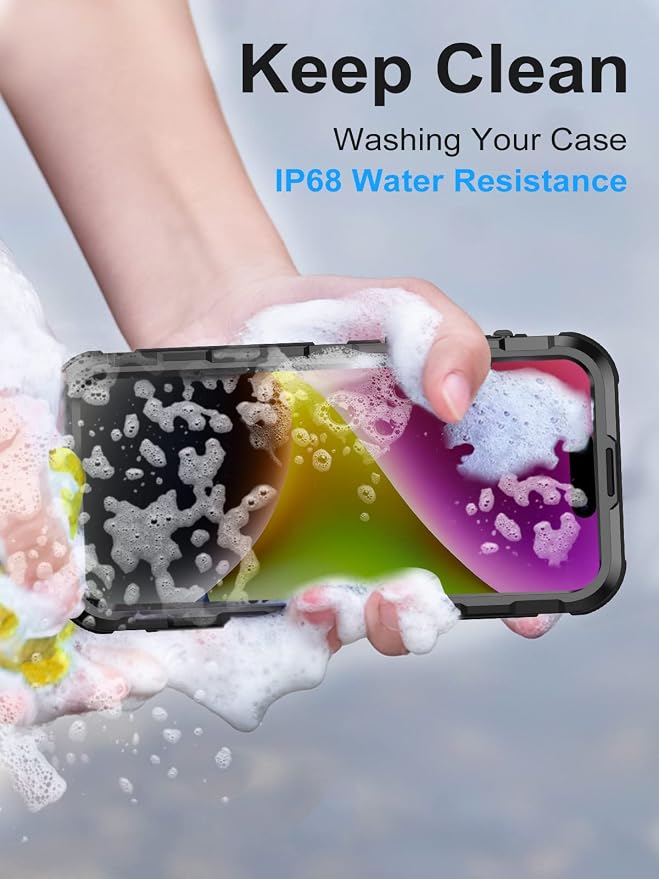 WIFORT for iPhone 14 Plus Waterproof Case - Built-in [Screen Protector][IP68 Water Proof][14FT Military Grade Shockproof], Rugged Metal Full Body Aluminum Protective Drop Protection Cover, 6.7" Black