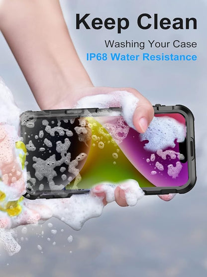 WIFORT for iPhone 14 Plus Waterproof Case - Built-in [Screen Protector][IP68 Water Proof][14FT Military Grade Shockproof], Rugged Metal Full Body Aluminum Protective Drop Protection Cover, 6.7" Black