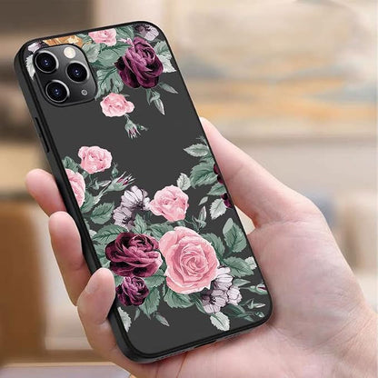 Cover for ZTE Blade A73 (6.52 inch) Case + Screen Protector，Tempered Glass 9H Hardness Protective Film and Soft Silicone Bumper Shell Black TPU Phone case -Pink. red Rose