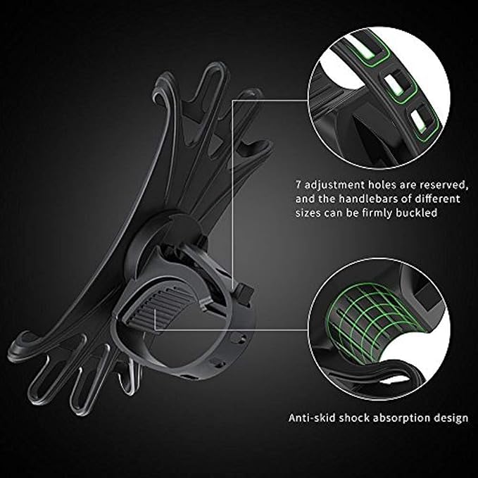 Bike Cell Phone Mount, Silicone Bike Bicycle Motorcycle MTB Stroller Handlebar, Universal Cycling Holder Fits 360° Rotation Compatible with All Apple iPhone Samsung Galaxy, Google Pixel