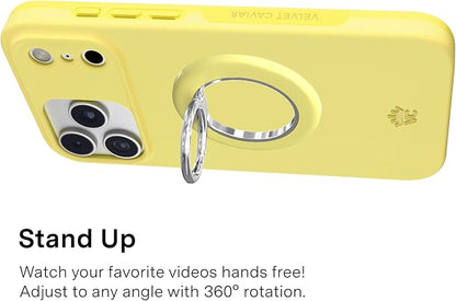 VELVET CAVIAR Compatible with MagSafe Phone Grip 2.0 | Cute Magnetic Ring Holder | Finger Loop Kickstand | Pop On Accessory for iPhone 17, 16, 15, 14, 13, 12 | Butter Yellow