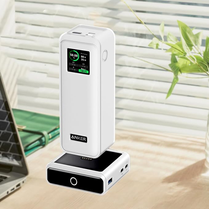 Case for Anker Prime 27,650mAh Power Bank (250W) and 100W Charging Base,NOUKAJU Silicone Protective Cover,Drop-Proof,Protective Case for Anker Prime Power Bank 27,650mAh(Transparent-White)
