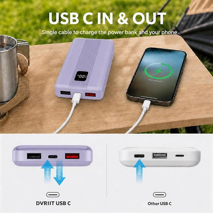 10000mAh Portable Charger with 4 Built-in Cables, 22.5W Fast Charging Power Bank, LED Display, Slim Travel Battery Pack for iPhone 17/16/15/14, Samsung Galaxy, iPad & More