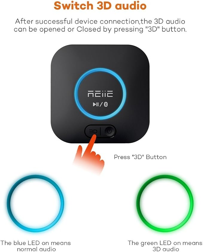 Audio Bluetooth Receiver,HiFi Wireless Audio Adapter,Bluetooth 4.2 Receiver with 3D Surround AptX Low Latency for Home and Car Music Stereo Streaming (Pair 2 at Once)