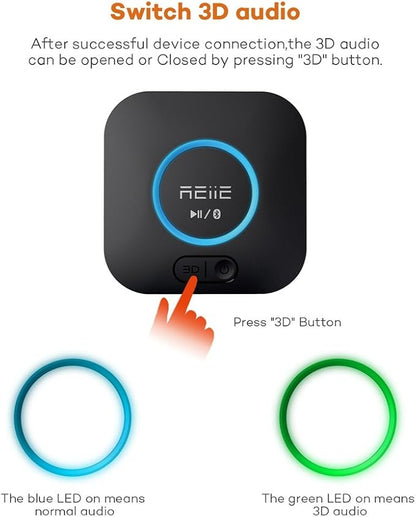 Audio Bluetooth Receiver,HiFi Wireless Audio Adapter,Bluetooth 4.2 Receiver with 3D Surround AptX Low Latency for Home and Car Music Stereo Streaming (Pair 2 at Once)