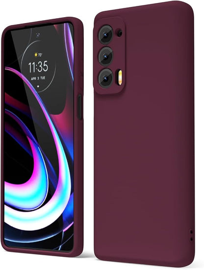 oakxco for Motorola Moto Edge 2021/Edge 2021 5G UW Phone Case Liquid Silicone, Thin Slim Soft Rubber Gel TPU Plain Simple Cover for Women, Matte Solid Color, Burgundy Plum Wine