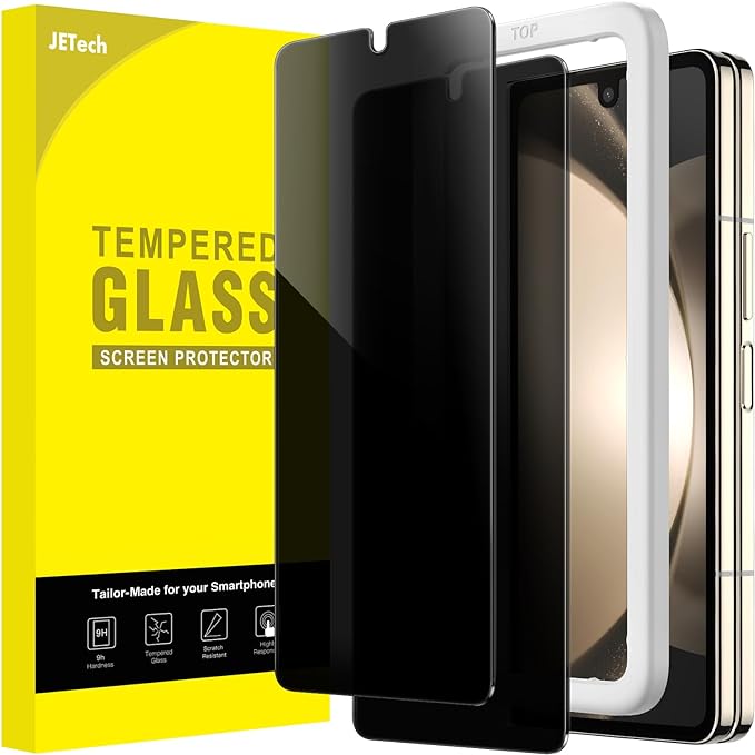 JETech Front Privacy Screen Protector for Samsung Galaxy Z Fold 5, 2-Pack | Anti-Spy Privacy Protection, Tempered Glass, Easy Installation Tool, Case-Friendly, Anti-Scratch Design