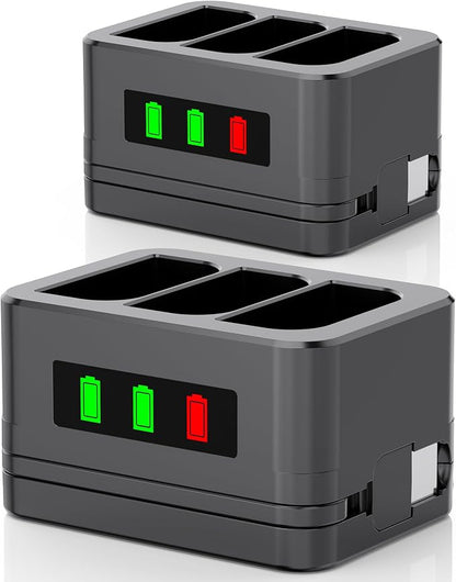 2 Pack 3-Slot Battery Charger/Charging Dock/Charging Station,Suitable for Ring doorbells and Camera Batteries,with LED Display,Compatible with Video Doorbell 2/3/4/3Plus/Spotlight Cam/Peephole Cam