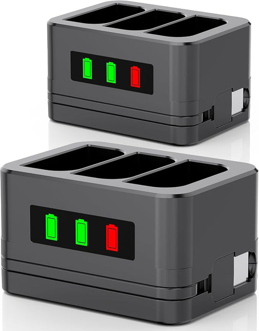 2 Pack 3-Slot Battery Charger/Charging Dock/Charging Station,Suitable for Ring doorbells and Camera Batteries,with LED Display,Compatible with Video Doorbell 2/3/4/3Plus/Spotlight Cam/Peephole Cam