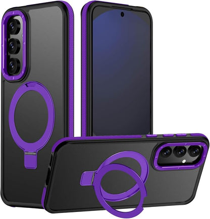 for Samsung Galaxy S24 FE Case, Magnetic Adjustable Ring Stand [Fit for Magsafe], [Military-Grade Shockproof Protection] Phone Case with Kickstand&Ring Holder (Purple)