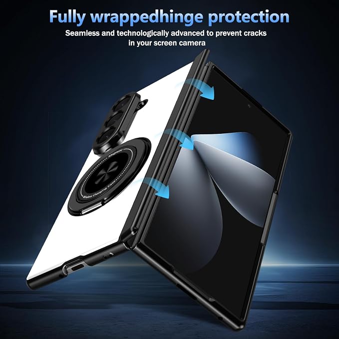 Hekodonk for Galaxy Z Fold 8 Ultra Case with 360 Rotatable Stand,[Compatible with MagSafe][Front Screen Protector],Magnetic Ring Holder with Hinge Protective Case for Samsung Z Fold 8 Ultra,Sliver