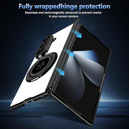 Hekodonk for Galaxy Z Fold 8 Ultra Case with 360 Rotatable Stand,[Compatible with MagSafe][Front Screen Protector],Magnetic Ring Holder with Hinge Protective Case for Samsung Z Fold 8 Ultra,Sliver