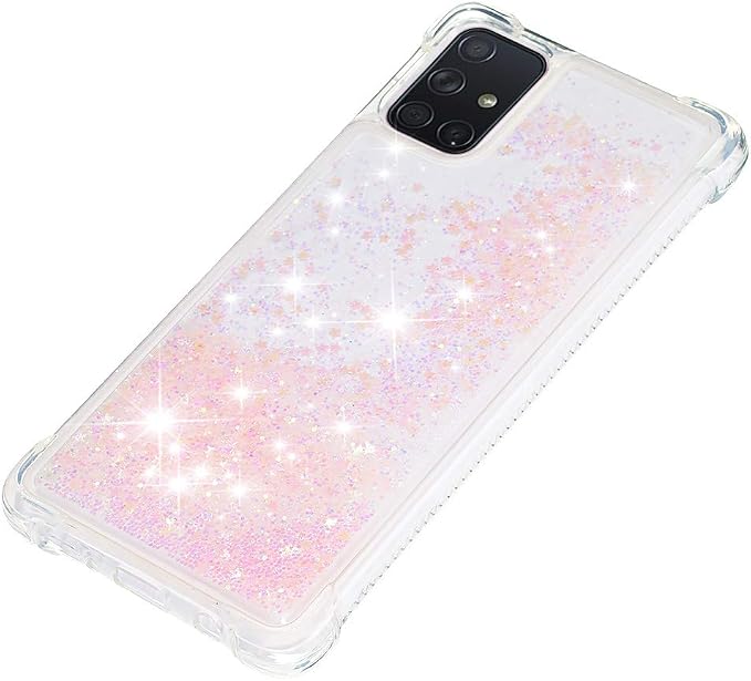 Transparent Liquid Case für Galaxy A71 Silver, Gel Silicone Phone Case Glitter Floating Liquid Cover Ultra Slim Bumper Case Sparkly Back Case Resistant Hard Compatible with Samsung Galaxy A71