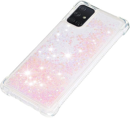 Transparent Liquid Case für Galaxy A71 Silver, Gel Silicone Phone Case Glitter Floating Liquid Cover Ultra Slim Bumper Case Sparkly Back Case Resistant Hard Compatible with Samsung Galaxy A71