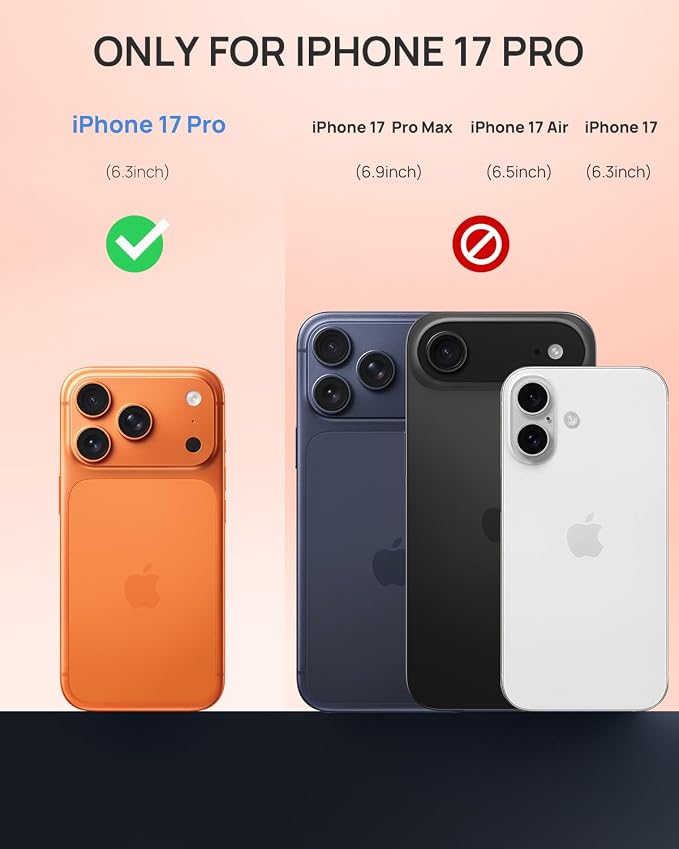Lanhiem Magnetic for iPhone 17 Pro Case, IP68 Waterproof, Dustproof, Compatible with Magsafe, Built-in Screen Protector, Full Body, Heavy Duty, Rugged Phone Cover, 6.3 inch, Cosmic Orange