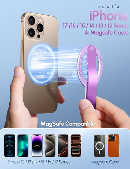 for Magsafe Phone Grip for iPhone - Magnetic Phone Ring Holder Detachable for iPhone 17 - Comfortable Finger Phone Loop Grip for Apple 16/15/14/13/12,Purple