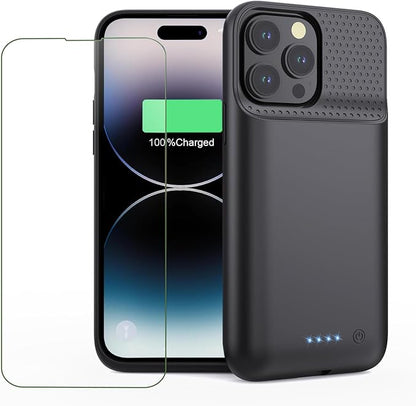 Feob Battery Case for iPhone 14 Pro Max/14 Plus/13 Pro Max, [2026 Upgraded] 8600mAh Ultra-Slim Portable Extended Charger Cover for iPhone 13 Pro Max/14 Pro Max/14 Plus Charging Case (6.7 Inch)-Black