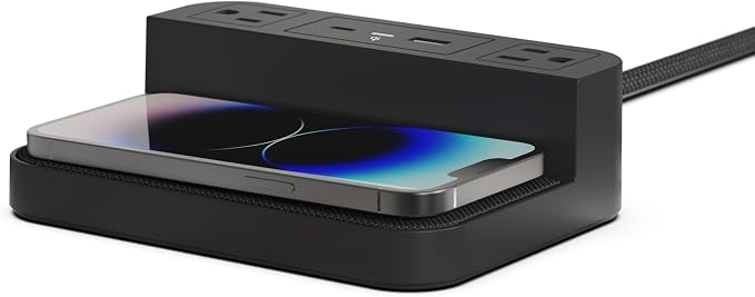 Nonstop Station P Bedside Charging Station – Wireless Charging, USB & USB-C Power, 2X AC Sockets Hotel-Grade Design.