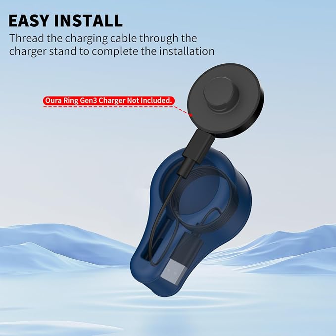 Silicone Charger Protector Cover for Oura Ring Gen3 Charger, Stand Case Compatible with Oura Ring Charger Size 6/7/8/9/10/11/12/13, Cover Case for Oura Ring Gen3 Charger Charger (Deep Blue)