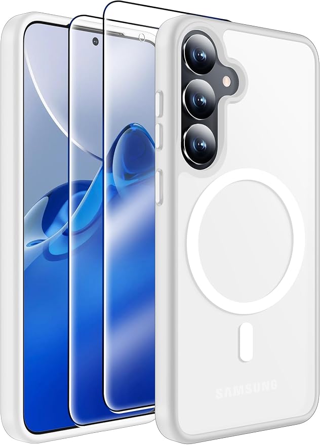 MOZOTER for Samsung Galaxy S25 Plus Case with Magnetic,[Compatible with MagSafe][12Ft Military Dropproof][2*Screen Protector] Translucent Slim Shockproof Holsters Case for S25 Plus,6.7"-Clear