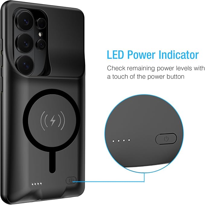 Battery Case for Galaxy S26 Ultra, Upgraded 12000mAh Portable Protective Wireless Charging Case Compatible with Galaxy S26 Ultra 5G (6.9 inch) Rechargeable Extended Battery Pack Charger Case (Black)