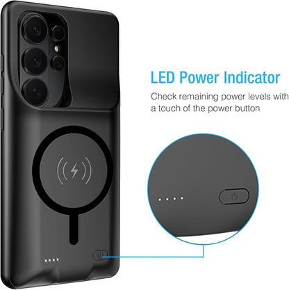 Battery Case for Galaxy S26 Ultra, Upgraded 12000mAh Portable Protective Wireless Charging Case Compatible with Galaxy S26 Ultra 5G (6.9 inch) Rechargeable Extended Battery Pack Charger Case (Black)