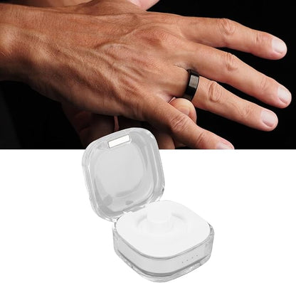 Charging Case Fit for R02, R03, R06, R11M, R8, H01, SR05 Type C Fast Portable Magnetic Smart Ring Charger Box Compact and Portable Efficient Type C Fast Charging (White)