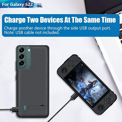 [2025 Version Battery Case for Samsung Galaxy S22, 4800mAh Rechargeable Extended Battery Charging/Charger Case, Add 100% Extra Juice (6.1 Inches) Black
