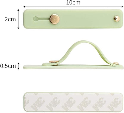 Removable and Reusable Cell Phone Grip Strap, Yetaida Telescopic Finger Kickstand Bracket Universal Silicone Phone Holder Stand and Portable Finger Loop for Most Smartphones Case (Matcha Green)