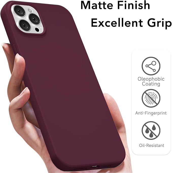 for iPhone 12 Pro Max Case Silicone Compatible with Magsafe Case, Ultra Slim Thin Magnetic Phone Cases Mag Safe, Cute Soft Rubber Gel Matte Wireless Charging Cover for Women, Burgundy Maroon