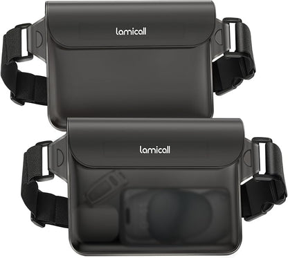 Lamicall Waterproof Fanny Pack, Cruise Essentials 2025 - [Elastic Waist Strap] Dry Bag Pouch, Travel, Boat, Paddle, Kayak, Beach, Swimming Accessories, 8.7” for iPhone 17 16 15 14 13 Pro Max Air