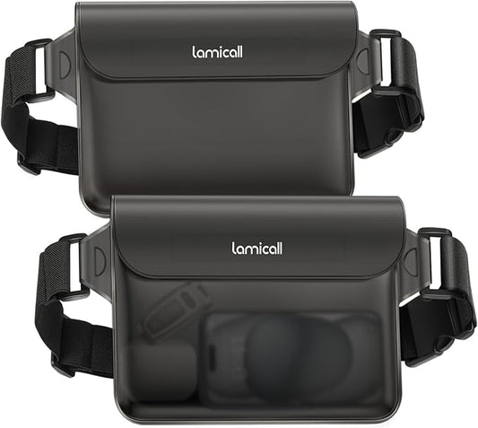Lamicall Waterproof Fanny Pack, Cruise Essentials 2025 - [Elastic Waist Strap] Dry Bag Pouch, Travel, Boat, Paddle, Kayak, Beach, Swimming Accessories, 8.7” for iPhone 17 16 15 14 13 Pro Max Air