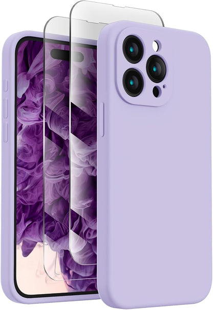 FireNova Designed for iPhone 15 Pro Case, Silicone Upgraded [Camera Protection] Phone Case, Soft Anti-Scratch Microfiber Lining Inside, 6.1 inch, Clove Purple
